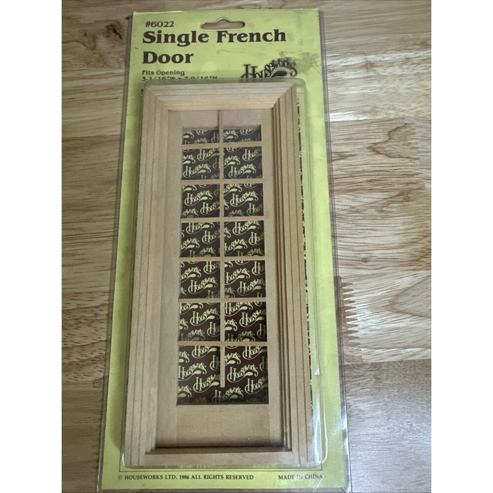 Houseworks Dollhouse Single French Door Wood #6022 Scale 1:12